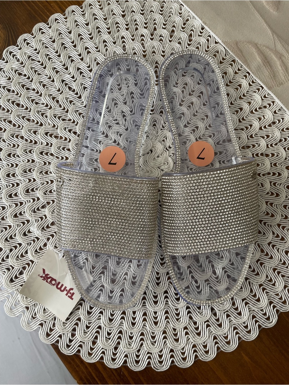 Juicy Couture Silver Crystal Slide Sandals
